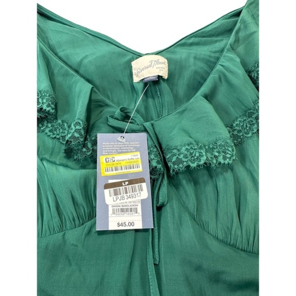 Universal Thread Womens Medium Green Ruffle Lace Trim Sleeveless Maxi Dress NEW - Picture 4 of 11
